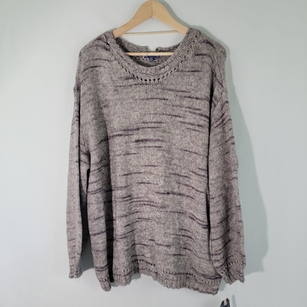 NWT Democracy Winter 1 Women Plus Size 3X Cable Knit Sweater Cotton Blend Gray